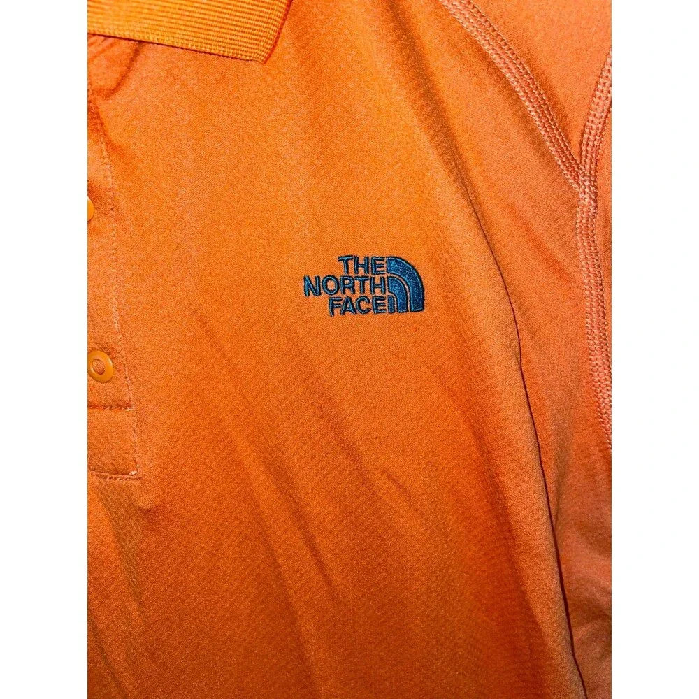 The North Face Shirt Mens M Orange Short Sleeve Horizon Polo Snap Button
